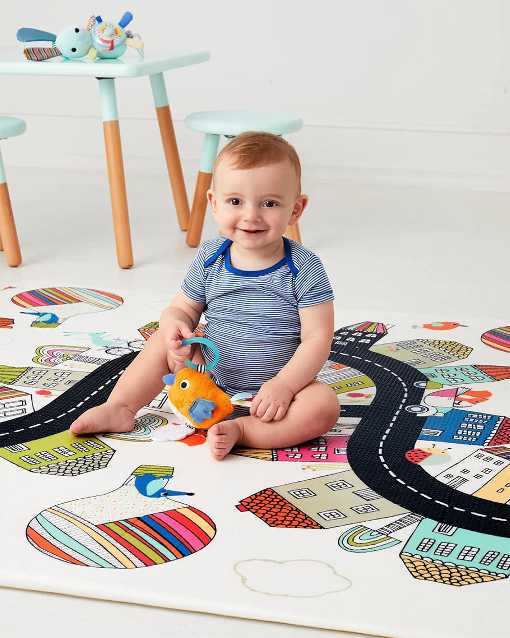 Skip Hop Doubleplay Reversible Playmat-Vibrant Village-Waterproof Foam-Playful Artwork-Easy to Clean-0M+