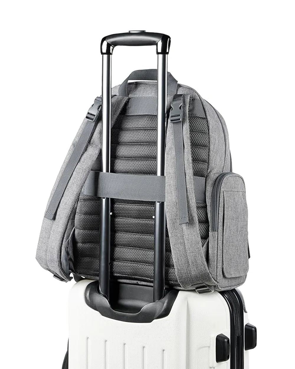 Skip Hop Luna Diaper Bag-Backpack-With Changing Pad-Wipes Pocket & Stroller Straps-Heather Grey