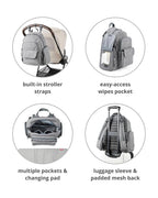 Skip Hop Luna Diaper Bag-Backpack-With Changing Pad-Wipes Pocket & Stroller Straps-Sage