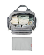 Skip Hop Luna Diaper Bag-Backpack-With Changing Pad-Wipes Pocket & Stroller Straps-Heather Grey