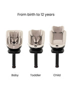 Silver Cross Motion 2 All Size 360 Baby Car Seat-Convertible Car Seat-Hydro Protect Removable & Leafproof Liner-EasyFit Sprung Safety Harness-3 Position Recline-0 M+ (Upto 12Y)-Almond