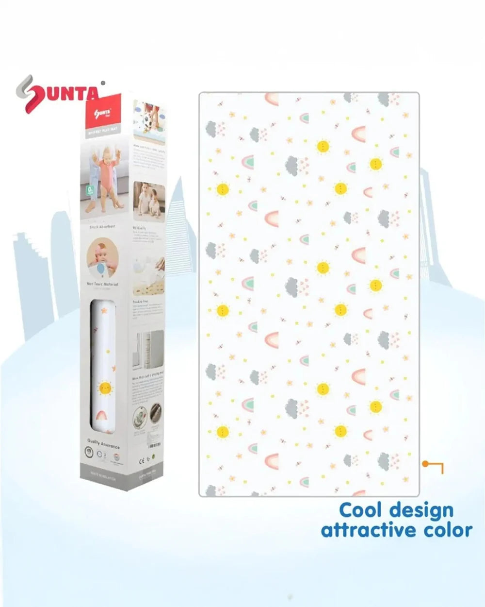 Sunta My First Playmat-Rainbow-Shock Absorbing EVA Foam & Anti Slip Waterproof Surface-10M+