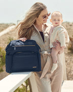 Skip Hop Mainframe Diaper Bag-Backpack-With Changing Pad-Wide Open & Stays Put-Navy