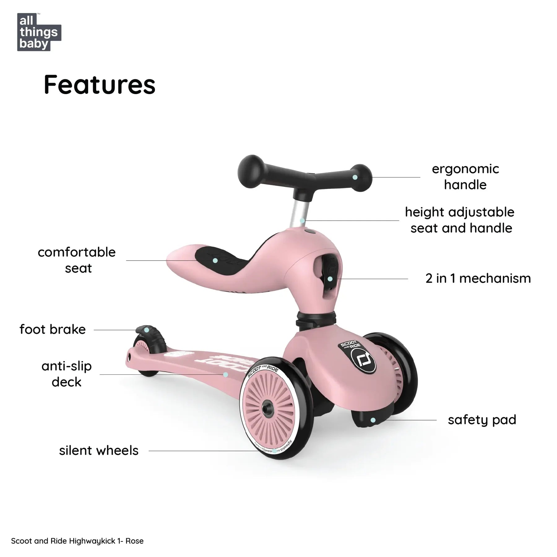 Scoot and Ride Highwaykick 1 - Rose