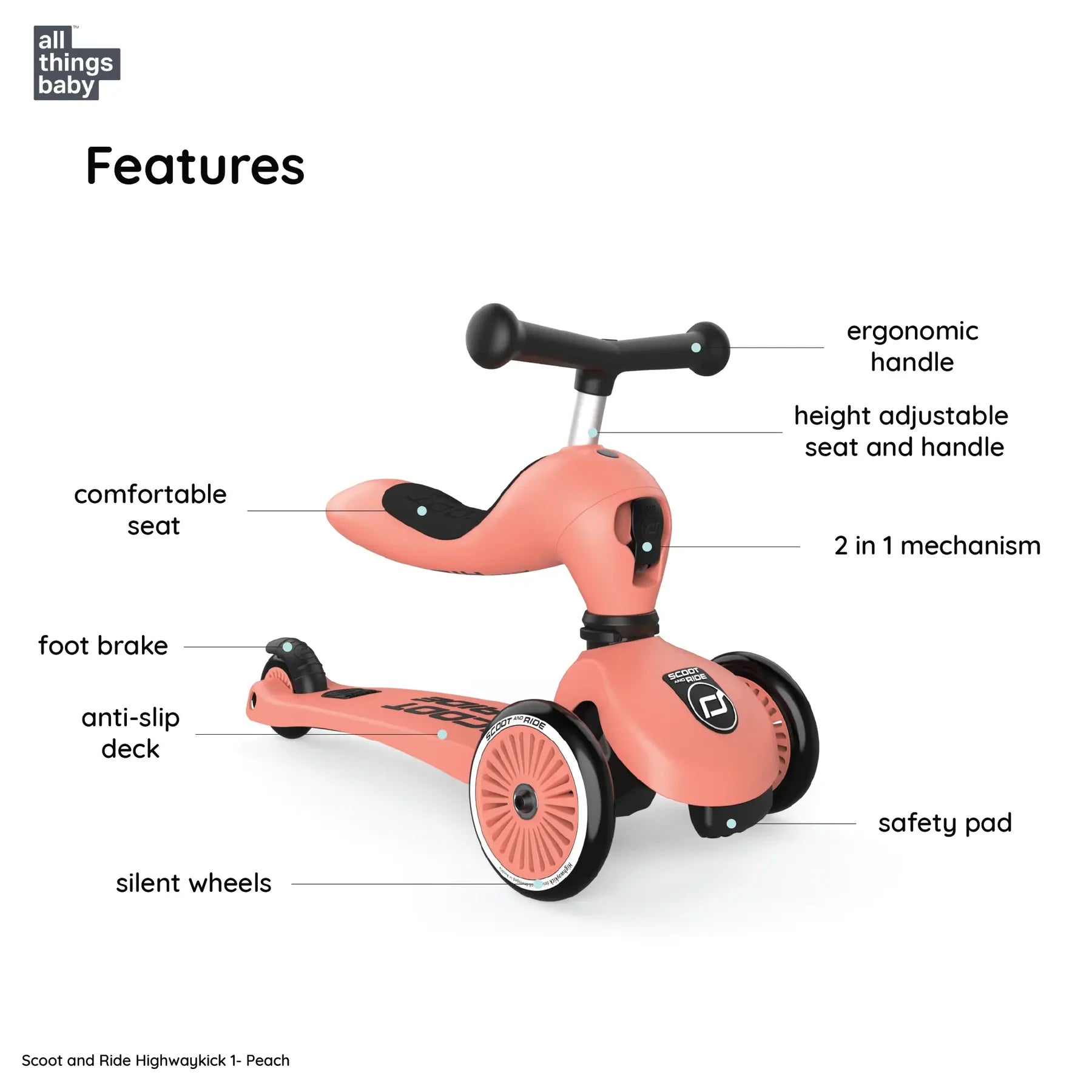 Scoot and Ride Highwaykick 1 - Peach
