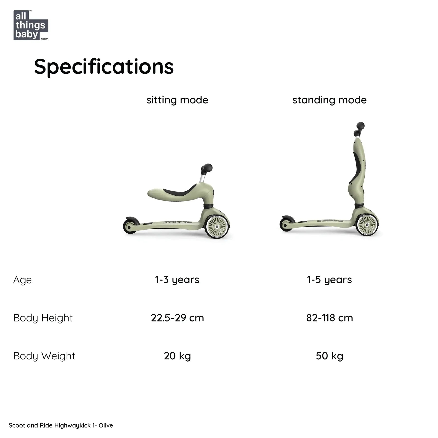 Scoot and Ride Highwaykick 1 - Olive