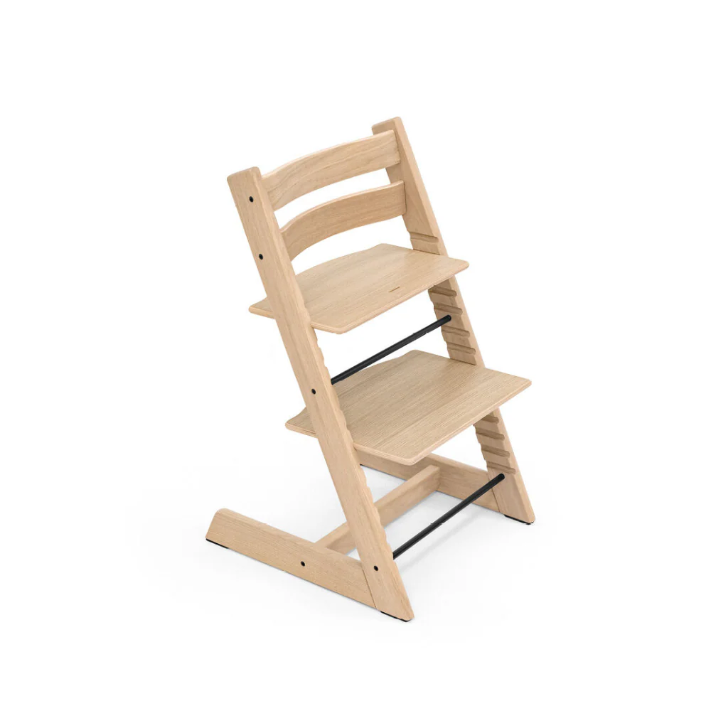 Stokke Tripp Trapp Oak Wood Highchair for Life - Adjustable Wooden Highchair for Baby, Toddlers & Adults, Ergonomic Seat with Posture Support, Timeless Scandinavian Design, Durable Solid Wood, Perfect for Mealtime, Max Weight Limit Upto 110kg Natural