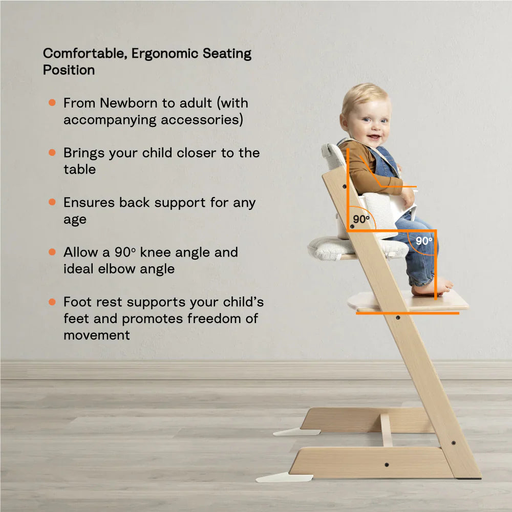 Stokke Tripp Trapp Oak Wood Highchair for Life - Adjustable Wooden Highchair for Baby, Toddlers & Adults, Ergonomic Seat with Posture Support, Timeless Scandinavian Design, Durable Solid Wood, Perfect for Mealtime, Max Weight Limit Upto 110kg Natural