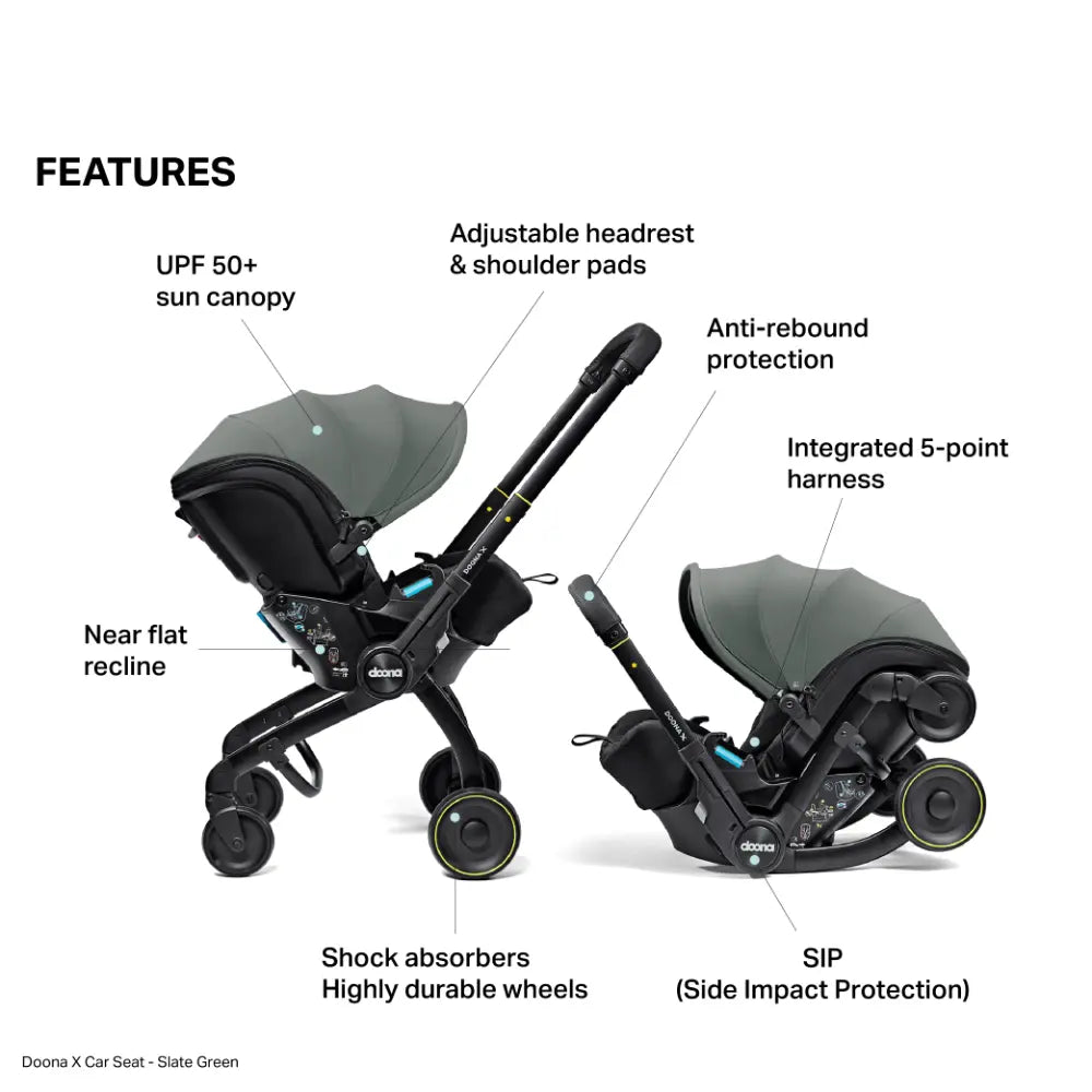 Doona X Infant Car Seat & Stroller -Slate Green