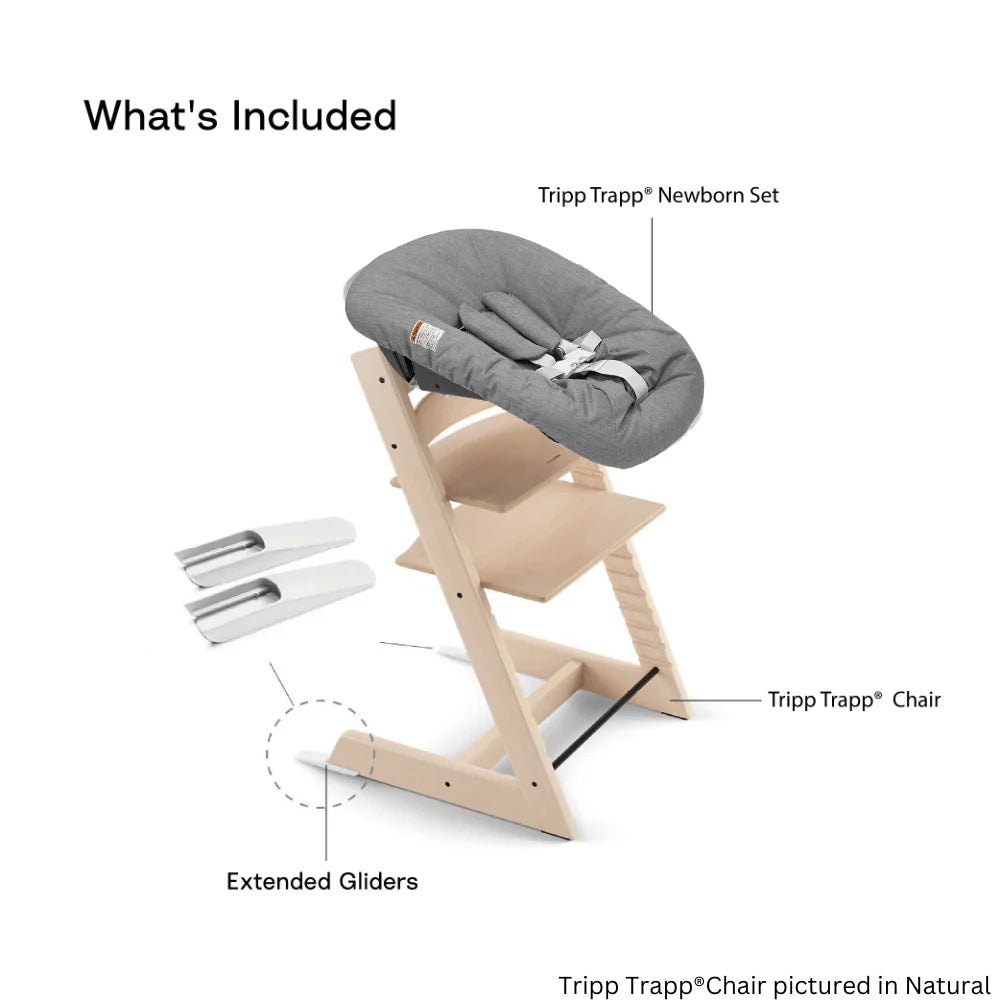 Stokke Tripp Trapp Oak Wood High Chair with Anthracite Newborn Set - Adjustable Wooden Highchair for Baby, Includes Newborn Seat with 5-Point Harness (Birth to 9 Months) & Ergonomic Chair for Babies to Adults, Timeless Scandinavian Design