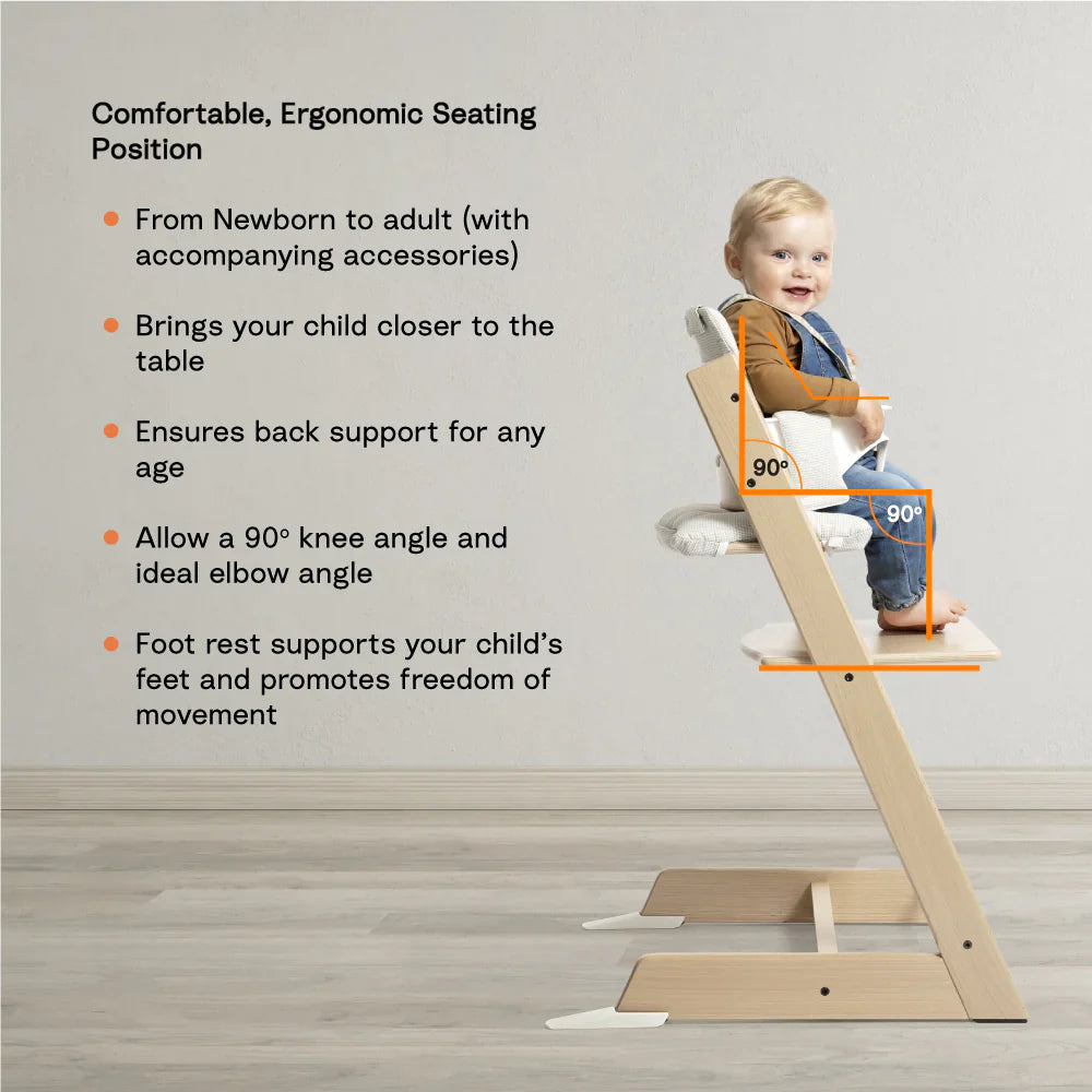 Stokke Tripp Trapp Highchair with Baby Set & Harness - Adjustable Wooden Highchair for Baby & Toddler, Includes Baby Set & 5-Point Safety Harness (6 Months to 3 Years), Ergonomic Chair for Babies to Adults, Timeless Scandinavian Design- Natural