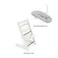Stokke Tripp Trapp High Chair with Grey Newborn Set - Adjustable Wooden Highchair for Baby, Includes Newborn Seat with 5-Point Harness (Birth to 9 Months) & Ergonomic Chair for Babies to Adults, Timeless Scandinavian Design White