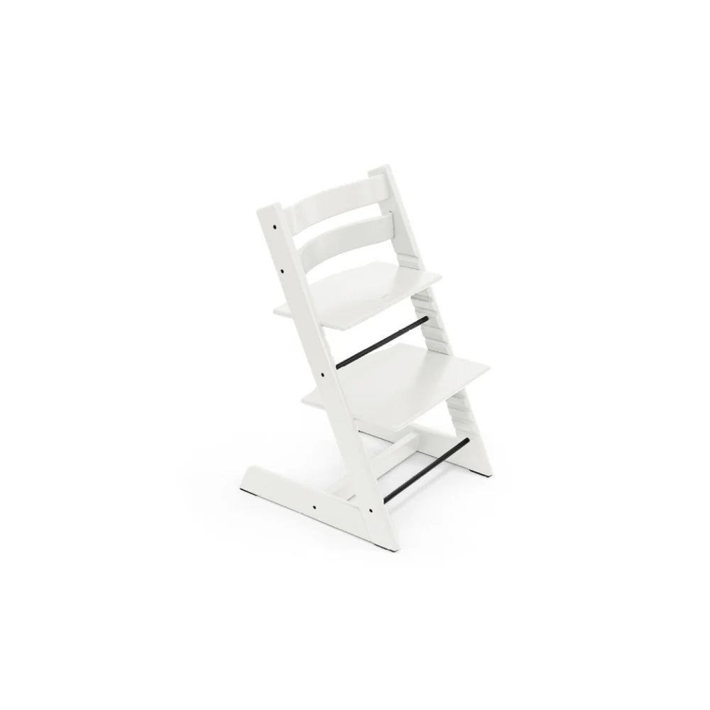 Stokke Tripp Trapp High Chair with Grey Newborn Set - Adjustable Wooden Highchair for Baby, Includes Newborn Seat with 5-Point Harness (Birth to 9 Months) & Ergonomic Chair for Babies to Adults, Timeless Scandinavian Design White