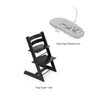 Stokke Tripp Trapp High Chair with Grey Newborn Set - Adjustable Wooden Highchair for Baby, Includes Newborn Seat with 5-Point Harness (Birth to 9 Months) & Ergonomic Chair for Babies to Adults, Timeless Scandinavian Design Black