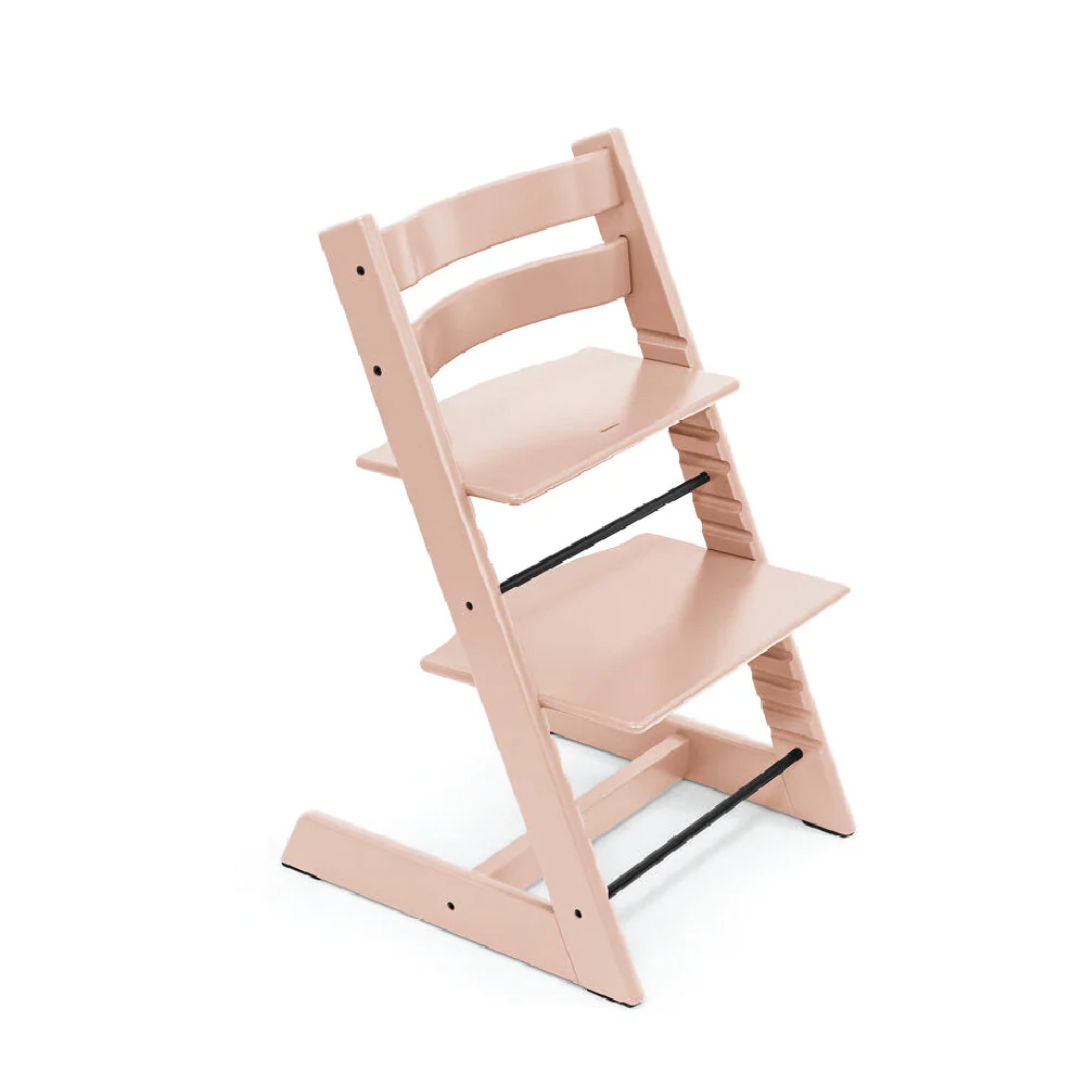 Stokke Tripp Trapp Highchair with Baby Set & Harness - Adjustable Wooden Highchair for Baby & Toddler, Includes Baby Set & 5-Point Safety Harness (6 Months to 3 Years), Ergonomic Chair for Babies to Adults, Timeless Scandinavian Design- Serene Pink