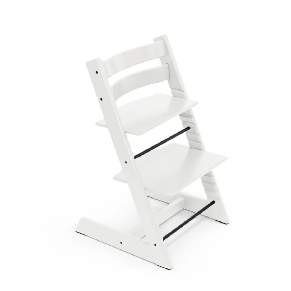 Stokke Tripp Trapp Highchair for Life - Adjustable Wooden Highchair for Baby, Toddlers & Adults,Ergonomic Seat with Posture Support,Timeless Scandinavian Design,Durable Solid Wood,Perfect for Mealtime & Family Dinner,Max Weight Limit Upto 136kg white