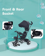 R for Rabbit Tiny Toes T30 Ace Tricycle-Bumper Bar-Adjustable Canopy-1.5Y to 5Y (Upto 25Kg)-Black