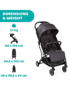 Chicco TrolleyMe Lightweight Baby Stroller-Travel Friendly-One Hand Fold-Pram for 0M+ (Upto 15 Kg)-Stone Black