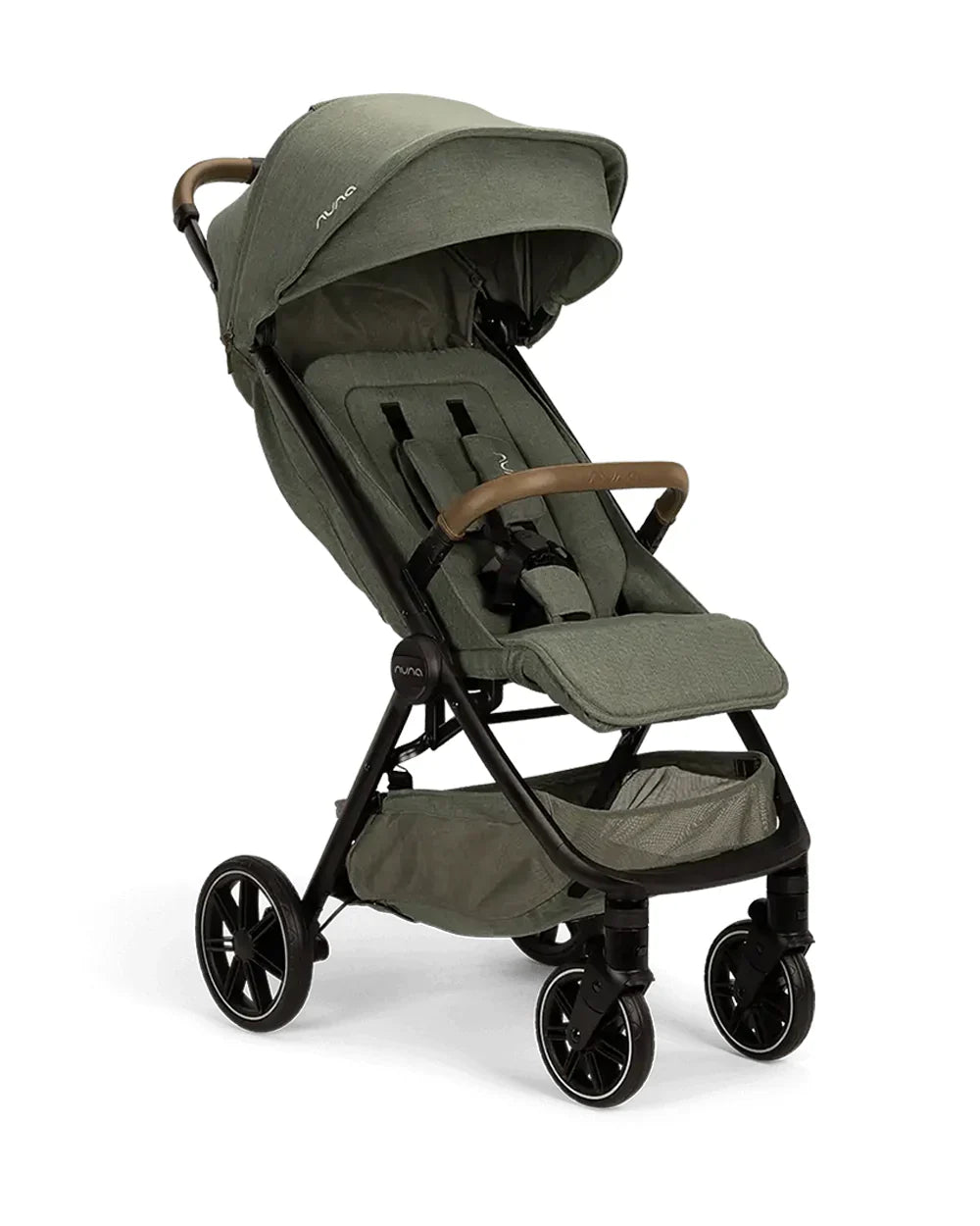 Nuna TRVL LX Cabin Friendly Baby Stroller-With Cup Holder-One Hand Fold-Big Rear Wheels-Car Seat Compatible-Includes Rain Cover & Travel Bag-2 Years Warranty-Pram for 0 to 4Y (Upto 22Kg)-Pine
