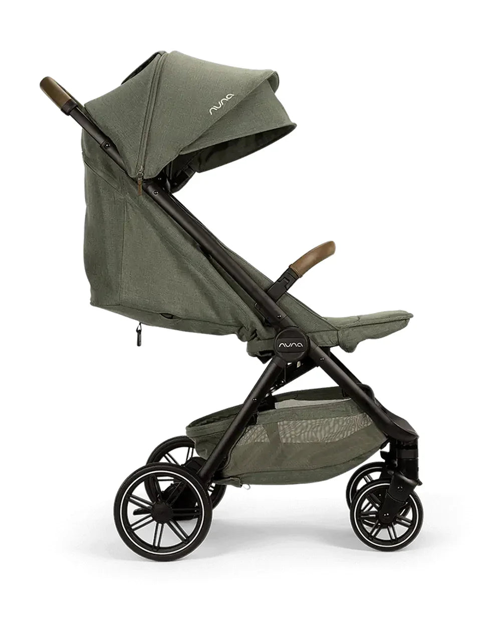 Nuna TRVL LX Cabin Friendly Baby Stroller-With Cup Holder-One Hand Fold-Big Rear Wheels-Car Seat Compatible-Includes Rain Cover & Travel Bag-2 Years Warranty-Pram for 0 to 4Y (Upto 22Kg)-Pine