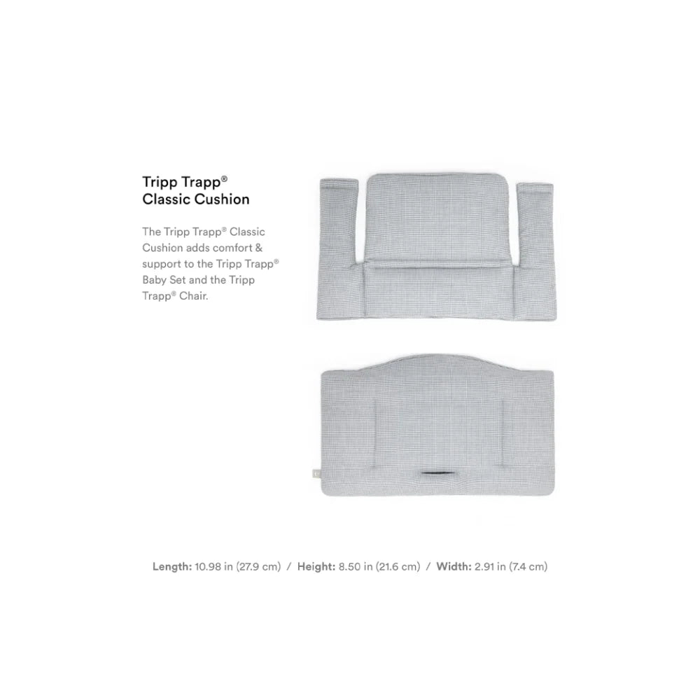 Stokke Tripp Trapp Classic Cushion – Soft & Supportive Seat Cushion for Tripp Trapp Highchair, Fits All Tripp Trapp Chairs with or without Baby Set, Water-Repellent, Anti-Slip & Easy to Clean, Organic Cotton- Nordic Blue