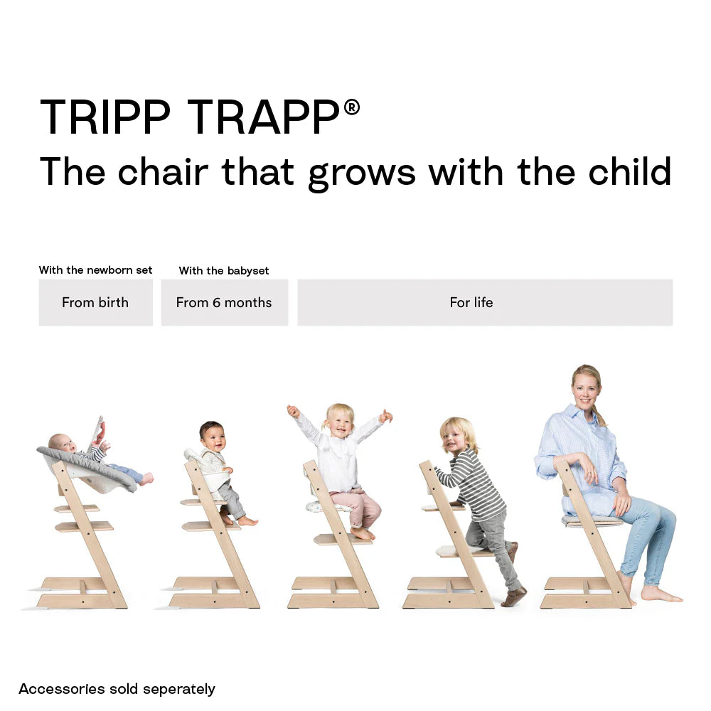 Stokke Tripp Trapp Highchair for Life - Adjustable Wooden Highchair for Baby, Toddlers & Adults, Ergonomic Seat with Posture Support, Timeless Scandinavian Design, Durable Solid Wood, Perfect for Mealtime & Family Dinner, Max Weight Limit Upto 136kg