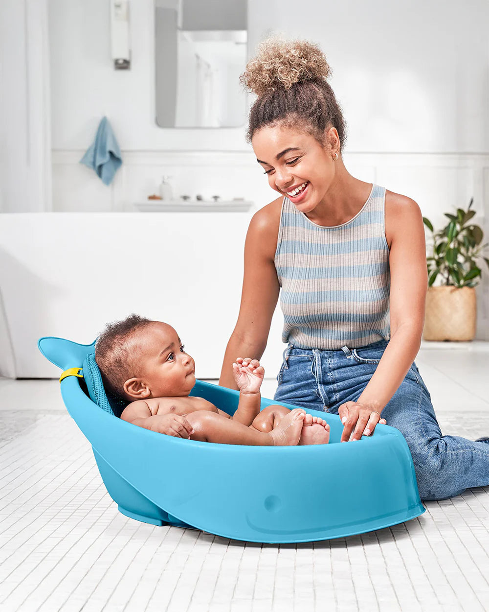 Skip Hop Moby Smart Sling Baby Bath Tub-3-Stage Tub-0 to 36M-Blue