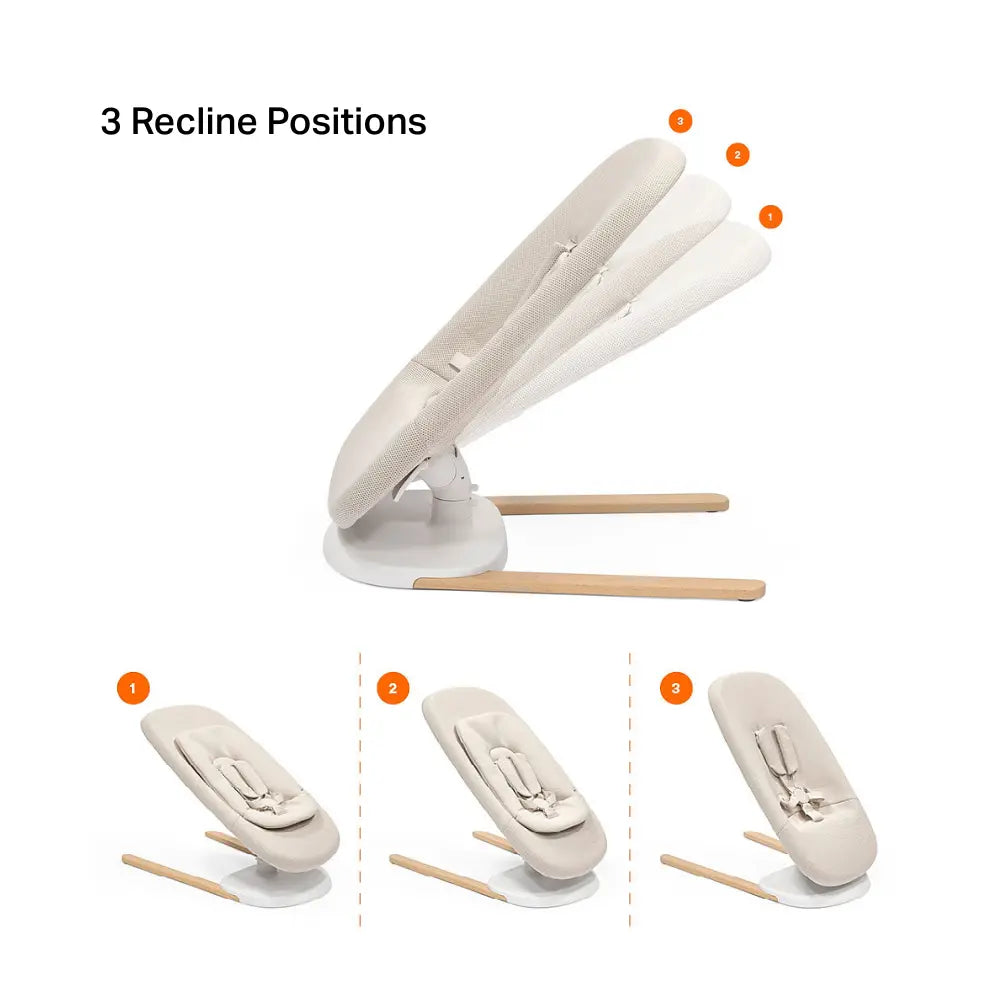 Stokke Yoga Bouncer - Ergonomic Dual Movement, Manual Baby Bouncer (Swing & Bounce), Breathable Mesh & Soft Cotton, Lightweight, 3-Position Recline