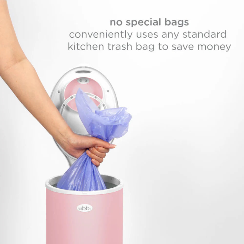 Ubbi Steel Odor Locking Diaper Pail Matte Pink