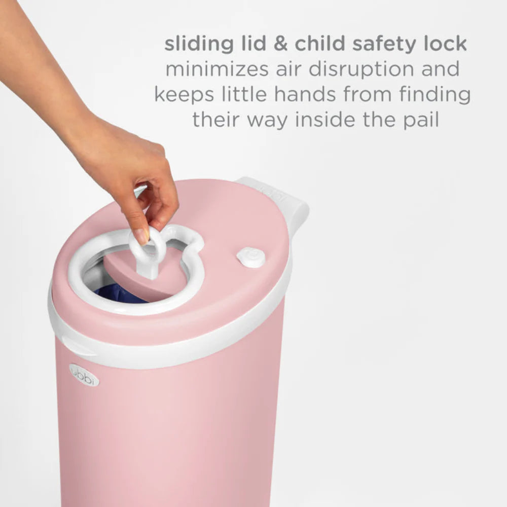 Ubbi Steel Odor Locking Diaper Pail Matte Pink