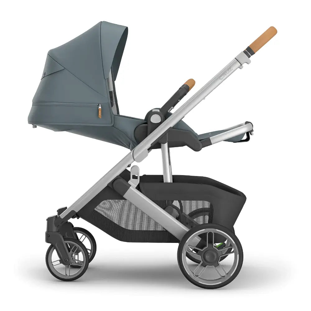 UPPAbaby Cruz V3 Stroller - Callum - Stone Blue | Silver Frame | Sand Leather
