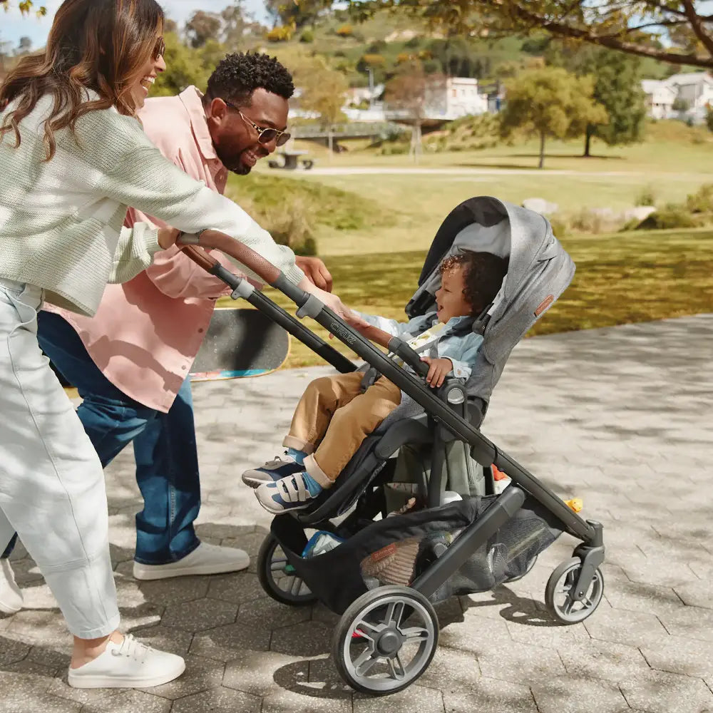 UPPAbaby Cruz V3 Stroller - Callum - Stone Blue | Silver Frame | Sand Leather