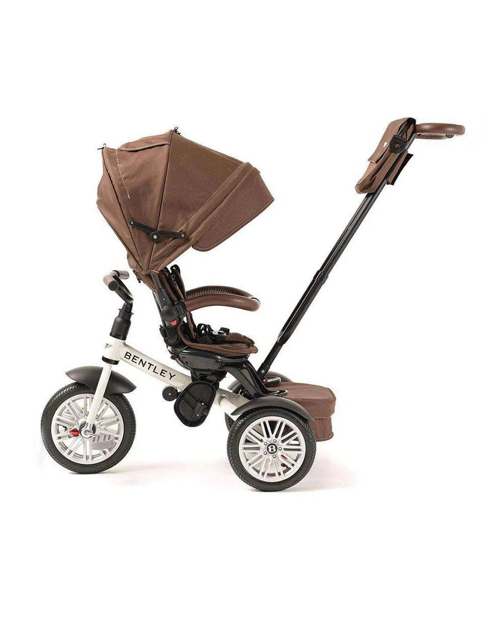 Bentley 6-in-1 Baby Stroller-Bentley Continental GT Speed Replica Wheel-Rotating Seat-With Bentley Bag-6M to 5Y-White Satin