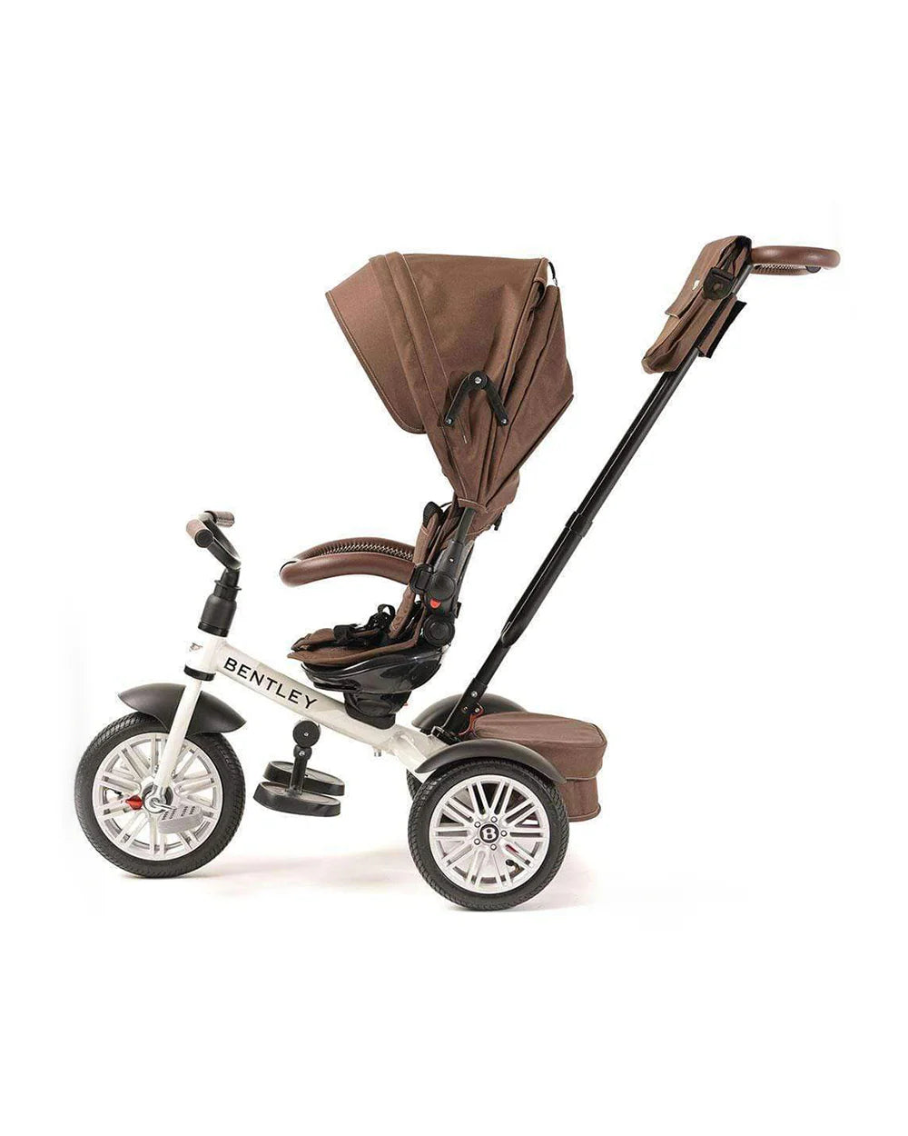 Bentley 6-in-1 Baby Stroller-Bentley Continental GT Speed Replica Wheel-Rotating Seat-With Bentley Bag-6M to 5Y-White Satin