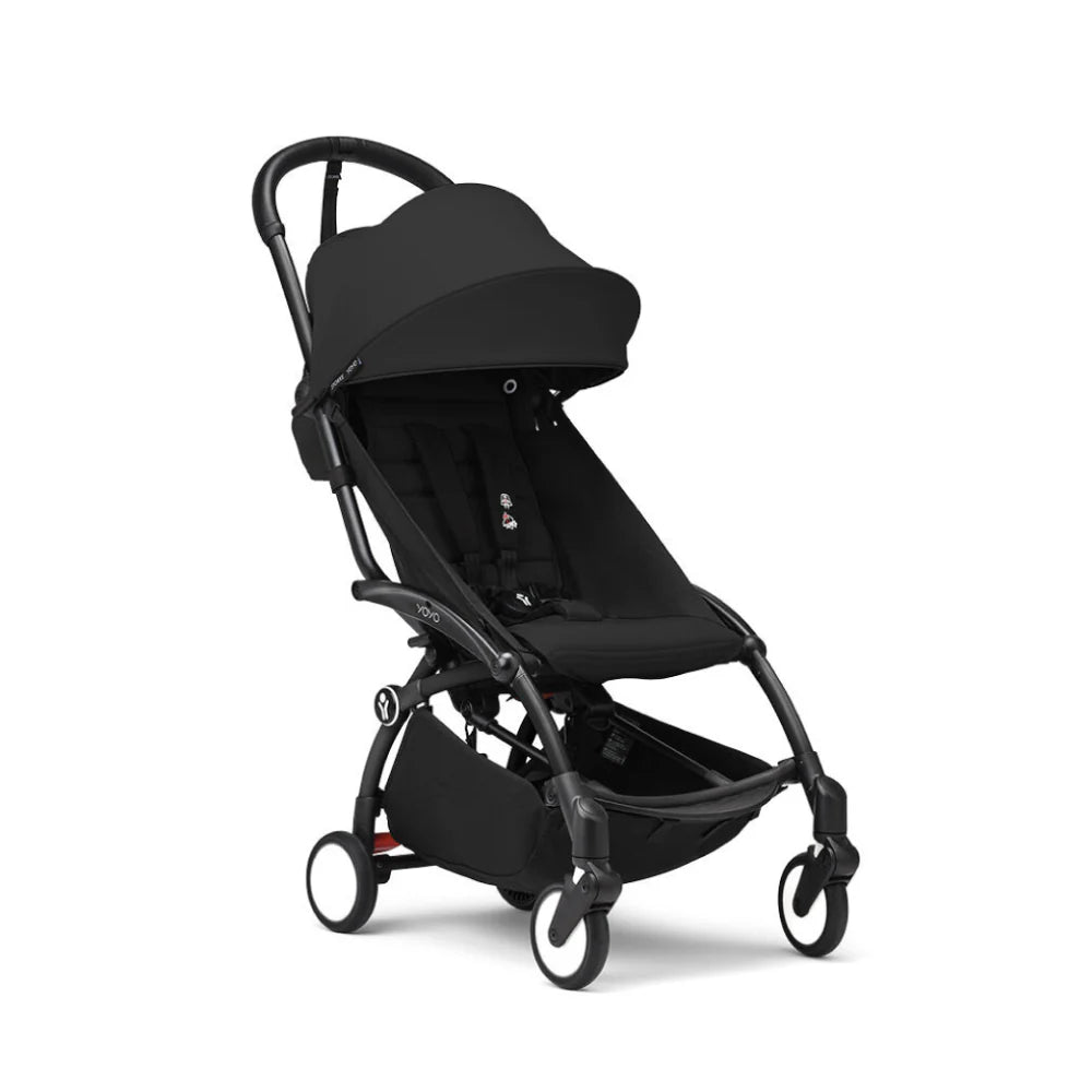 Stokke YOYO³ Stroller – Black Frame & 6 Months+ Color Pack – Lightweight, Compact, Foldable & Travel Friendly Stoller with Padded Seat & Canopy with Viewing Window, UPF 50 Months+ Sun Protection, Stroller for Babies from 6 Months to 4 Years-Black