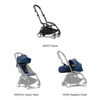 Stokke YOYO³ Complete Stroller With Newborn Pack – Black Frame, 0 Months+ Newborn Pack & 6 Months+ Color Pack, Flat-Lying Seat with Padded Mattress & Head Support, 5-Point Harness, Foldable & Travel-Friendly-Air france