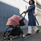 Stokke YOYO³ Complete Stroller With Newborn Pack – Black Frame, 0 Months+ Newborn Pack & 6 Months+ Color Pack, Flat-Lying Seat with Padded Mattress & Head Support, 5-Point Harness, Foldable & Travel-Friendly-Aqua