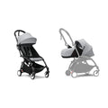 Stokke YOYO³ Complete Stroller With Newborn Pack – Black Frame, 0 Months+ Newborn Pack & 6 Months+ Color Pack, Flat-Lying Seat with Padded Mattress & Head Support, 5-Point Harness, Foldable & Travel-Friendly-Stone