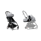 Stokke YOYO³ Complete Stroller With Newborn Pack – Black Frame, 0 Months+ Newborn Pack & 6 Months+ Color Pack, Flat-Lying Seat with Padded Mattress & Head Support, 5-Point Harness, Foldable & Travel-Friendly-Stone