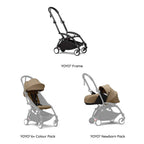 Stokke YOYO³ Complete Stroller With Newborn Pack – Black Frame, 0 Months+ Newborn Pack & 6 Months+ Color Pack, Flat-Lying Seat with Padded Mattress & Head Support, 5-Point Harness, Foldable & Travel-Friendly-Toffee
