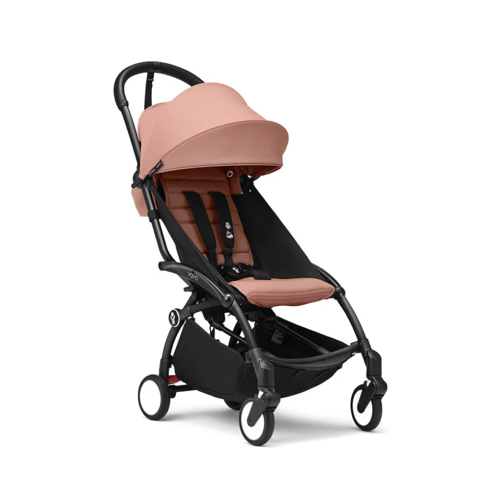 Stokke YOYO³ Stroller – Black Frame & 6 Months+ Color Pack – Lightweight, Compact, Foldable & Travel Friendly Stoller with Padded Seat & Canopy with Viewing Window, UPF 50 Months+ Sun Protection, Stroller for Babies from 6 Months to 4 Years-Ginger
