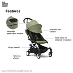 Stokke YOYO³ Stroller – Black Frame & 6 Months+ Color Pack – Lightweight, Compact, Foldable & Travel Friendly Stoller with Padded Seat & Canopy with Viewing Window, UPF 50 Months+ Sun Protection, Stroller for Babies from 6 Months to 4 Years-Olive