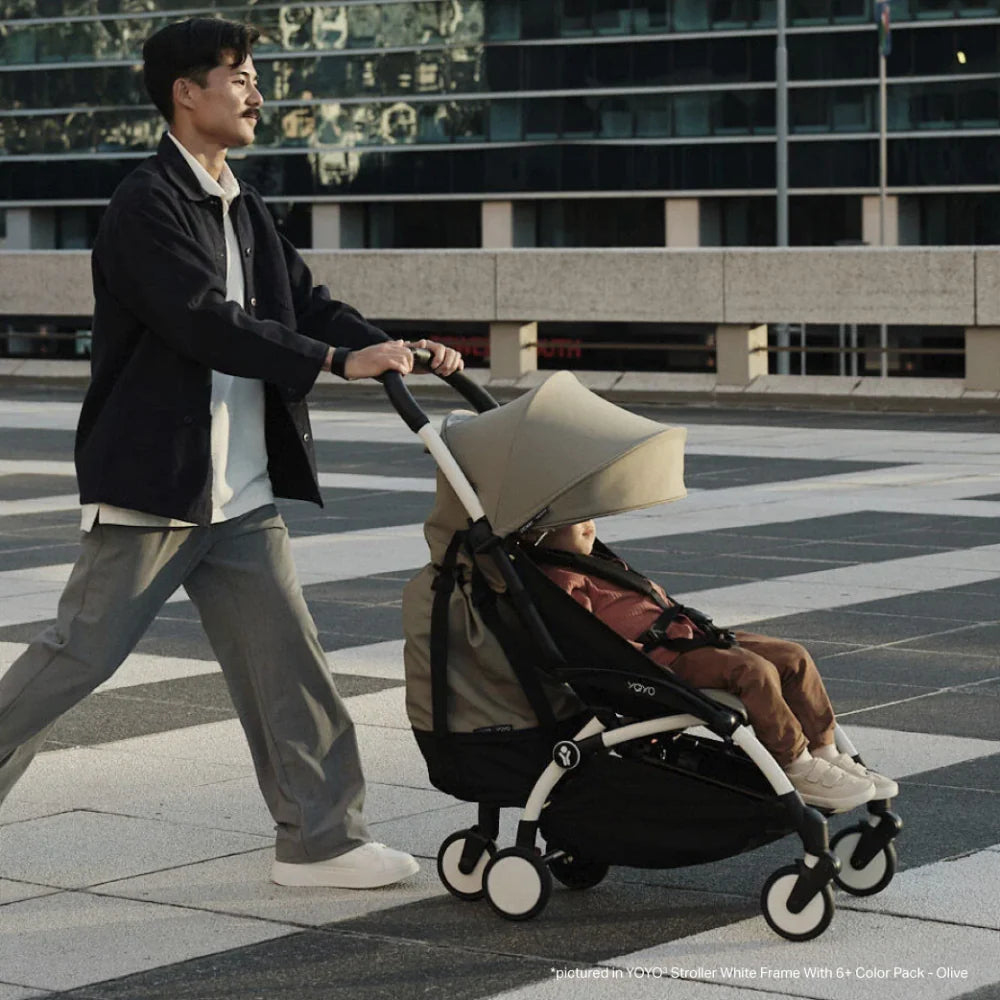 Stokke YOYO³ Stroller – Black Frame & 6 Months+ Color Pack – Lightweight, Compact, Foldable & Travel Friendly Stoller with Padded Seat & Canopy with Viewing Window, UPF 50 Months+ Sun Protection, Stroller for Babies from 6 Months to 4 Years-Olive