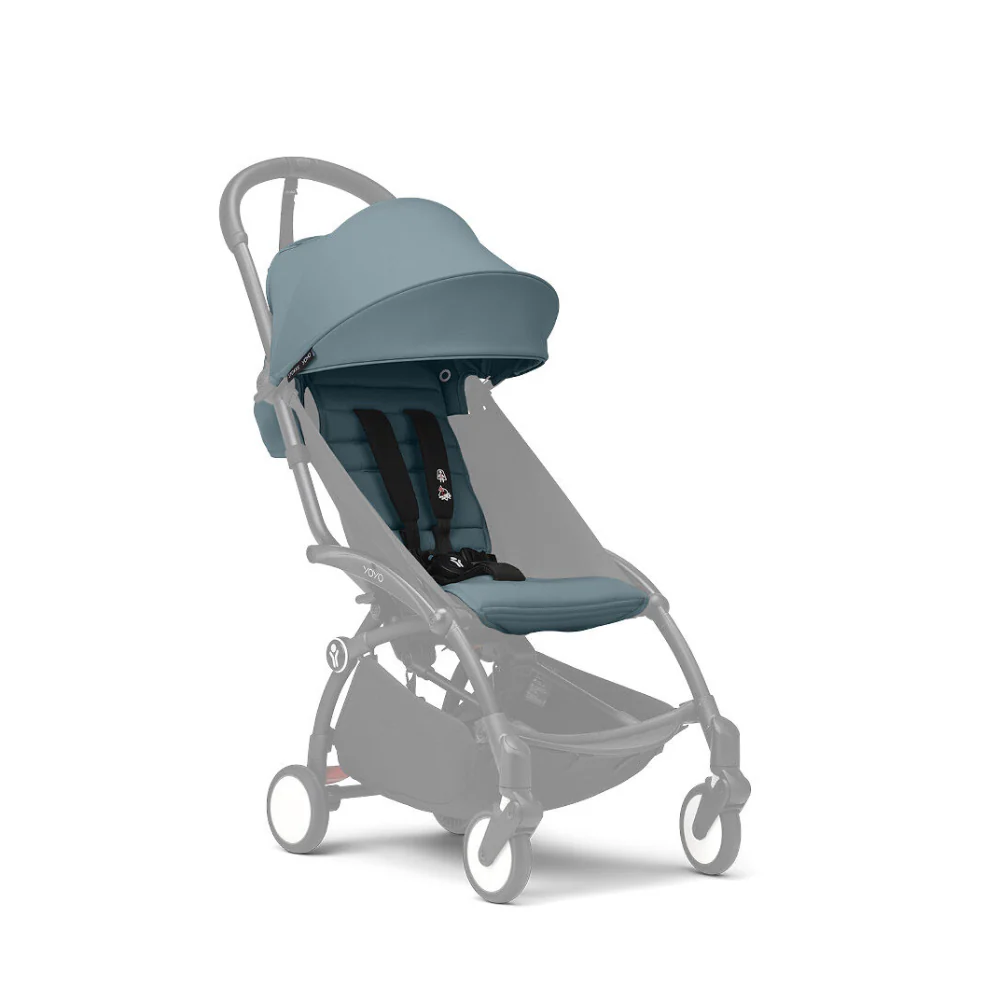 Stokke YOYO³ 6 Months+ Color Pack – Textiles Only: Seat Pad, Extendable Canopy & Zipped Back Pocket, for Baby (6 Months to 4 Years) - Requires YOYO Frame (Sold Separately)- Aqua