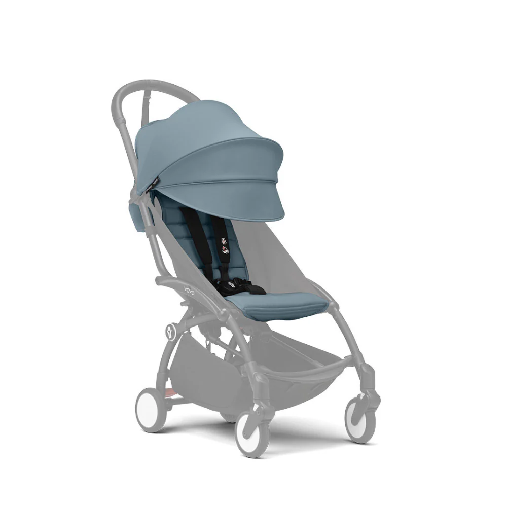 Stokke YOYO³ 6 Months+ Color Pack – Textiles Only: Seat Pad, Extendable Canopy & Zipped Back Pocket, for Baby (6 Months to 4 Years) - Requires YOYO Frame (Sold Separately)- Aqua