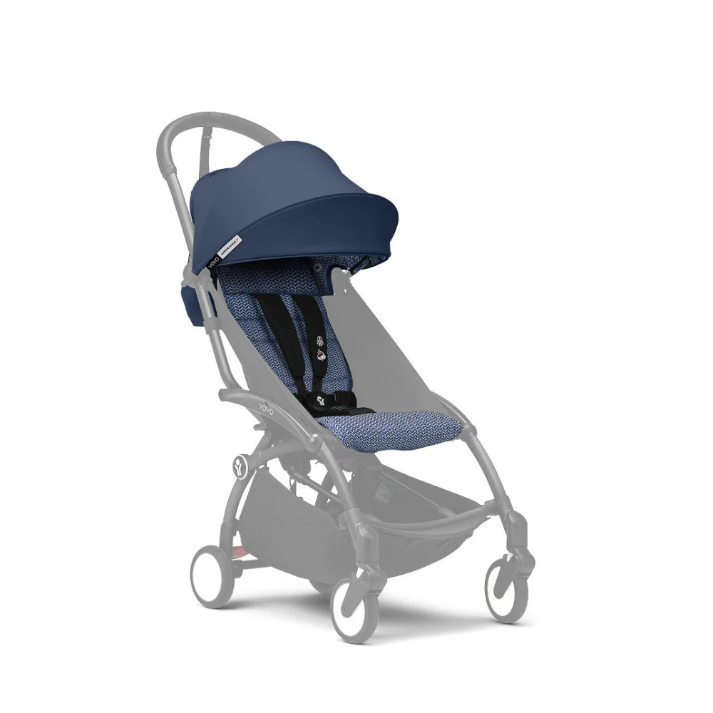 Stokke YOYO³ 6 Months+ Color Pack – Textiles Only: Seat Pad, Extendable Canopy & Zipped Back Pocket, for Baby (6 Months to 4 Years) - Requires YOYO Frame (Sold Separately)- Air France