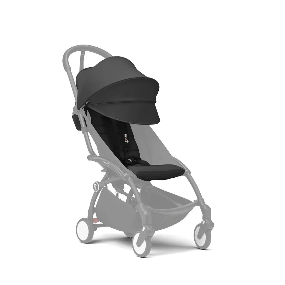Stokke YOYO³ 6 Months+ Color Pack – Textiles Only: Seat Pad, Extendable Canopy & Zipped Back Pocket, for Baby (6 Months to 4 Years) - Requires YOYO Frame (Sold Separately)- Black