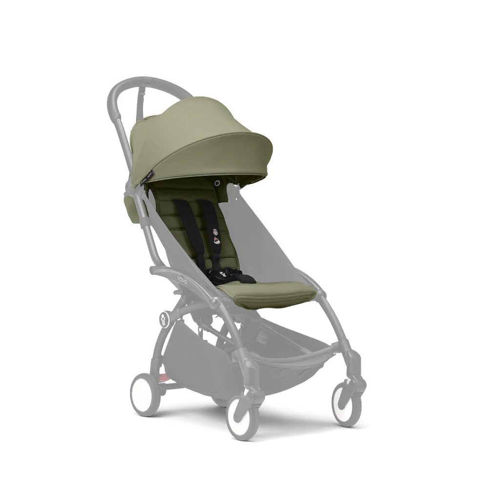 Stokke YOYO³ 6 Months+ Color Pack – Textiles Only: Seat Pad, Extendable Canopy & Zipped Back Pocket, for Baby (6 Months to 4 Years) - Requires YOYO Frame (Sold Separately)- Olive