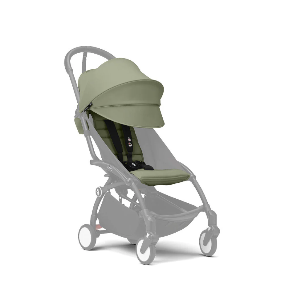 Stokke YOYO³ 6 Months+ Color Pack – Textiles Only: Seat Pad, Extendable Canopy & Zipped Back Pocket, for Baby (6 Months to 4 Years) - Requires YOYO Frame (Sold Separately)- Olive