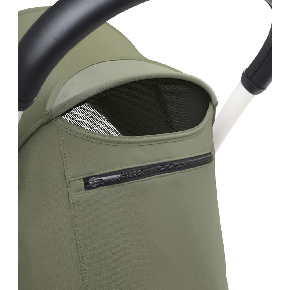 Stokke YOYO³ 6 Months+ Color Pack – Textiles Only: Seat Pad, Extendable Canopy & Zipped Back Pocket, for Baby (6 Months to 4 Years) - Requires YOYO Frame (Sold Separately)- Olive